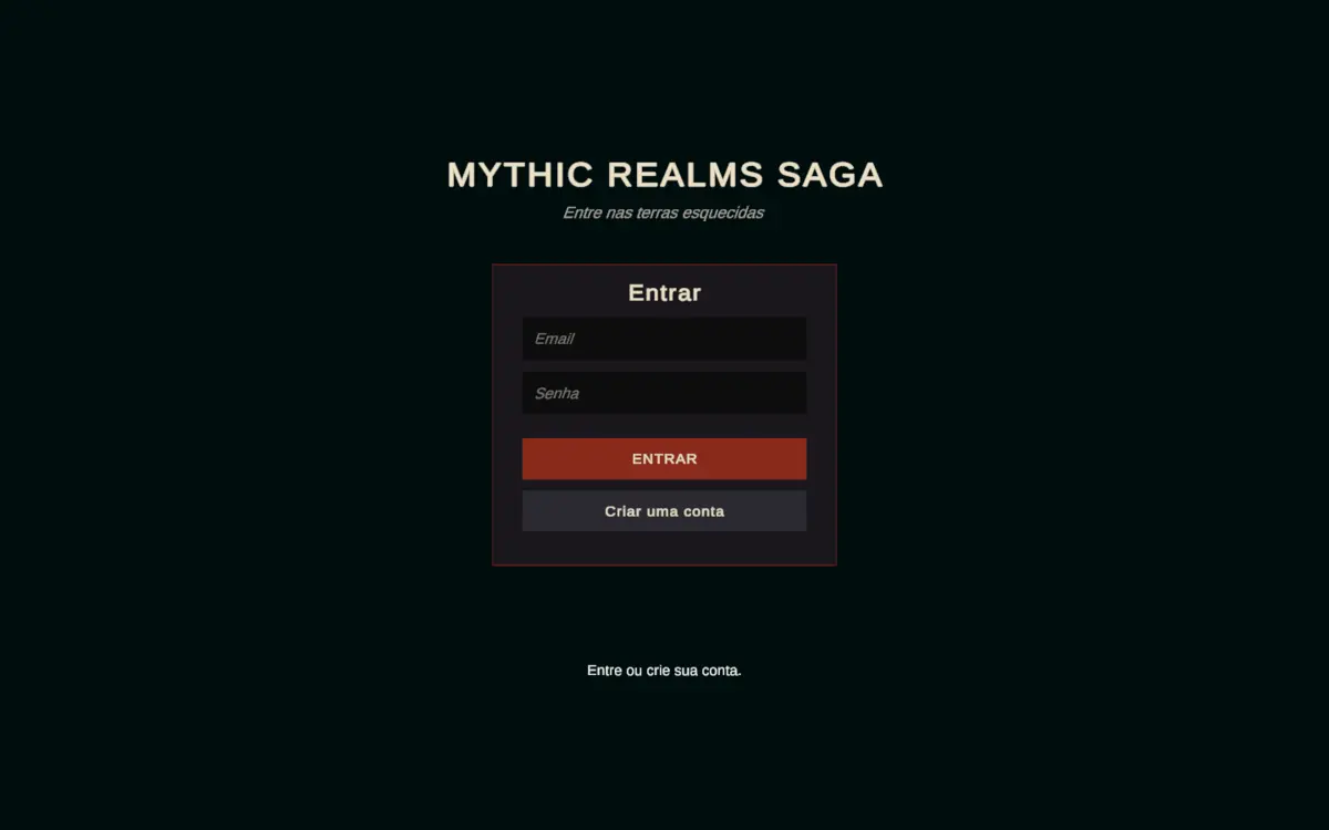 Tela de entrada de Mythic Realms Saga